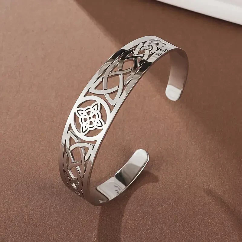 Bracelet Ouvert en Argent Creux Exquis | Or Blanc