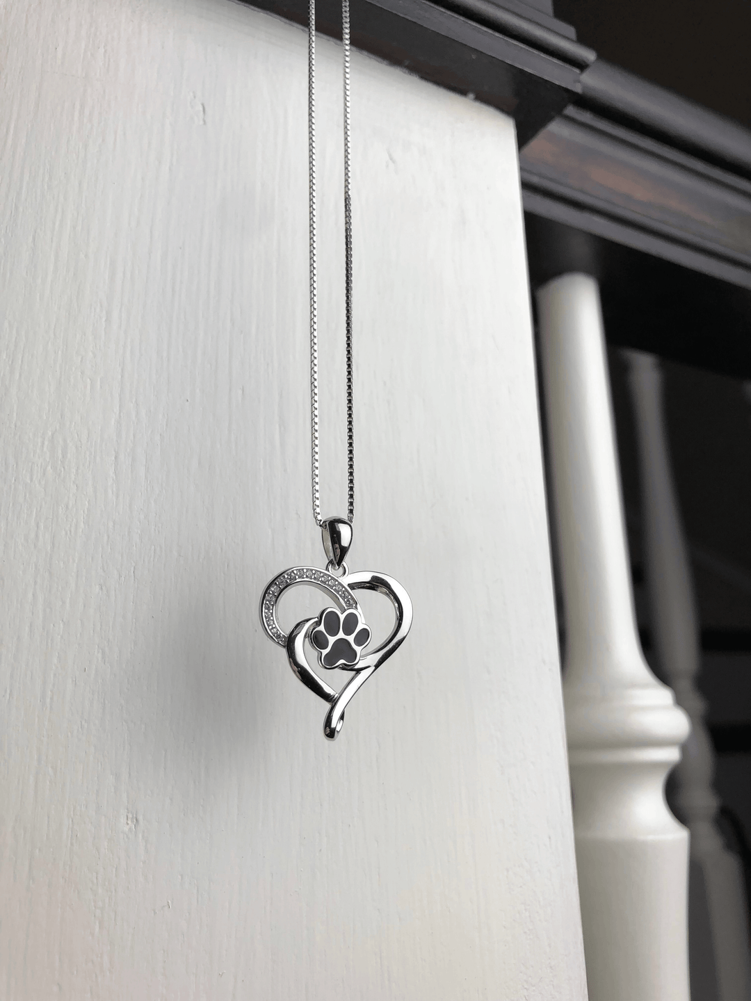Collier Infini en Acier Inoxydable avec Cœur et Patte