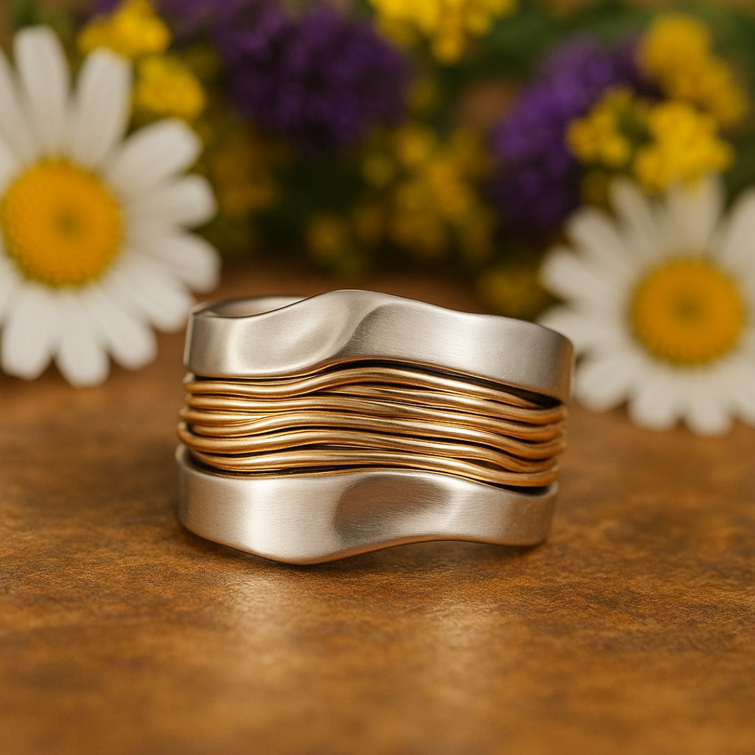 Bague en fils d'argent et d'or