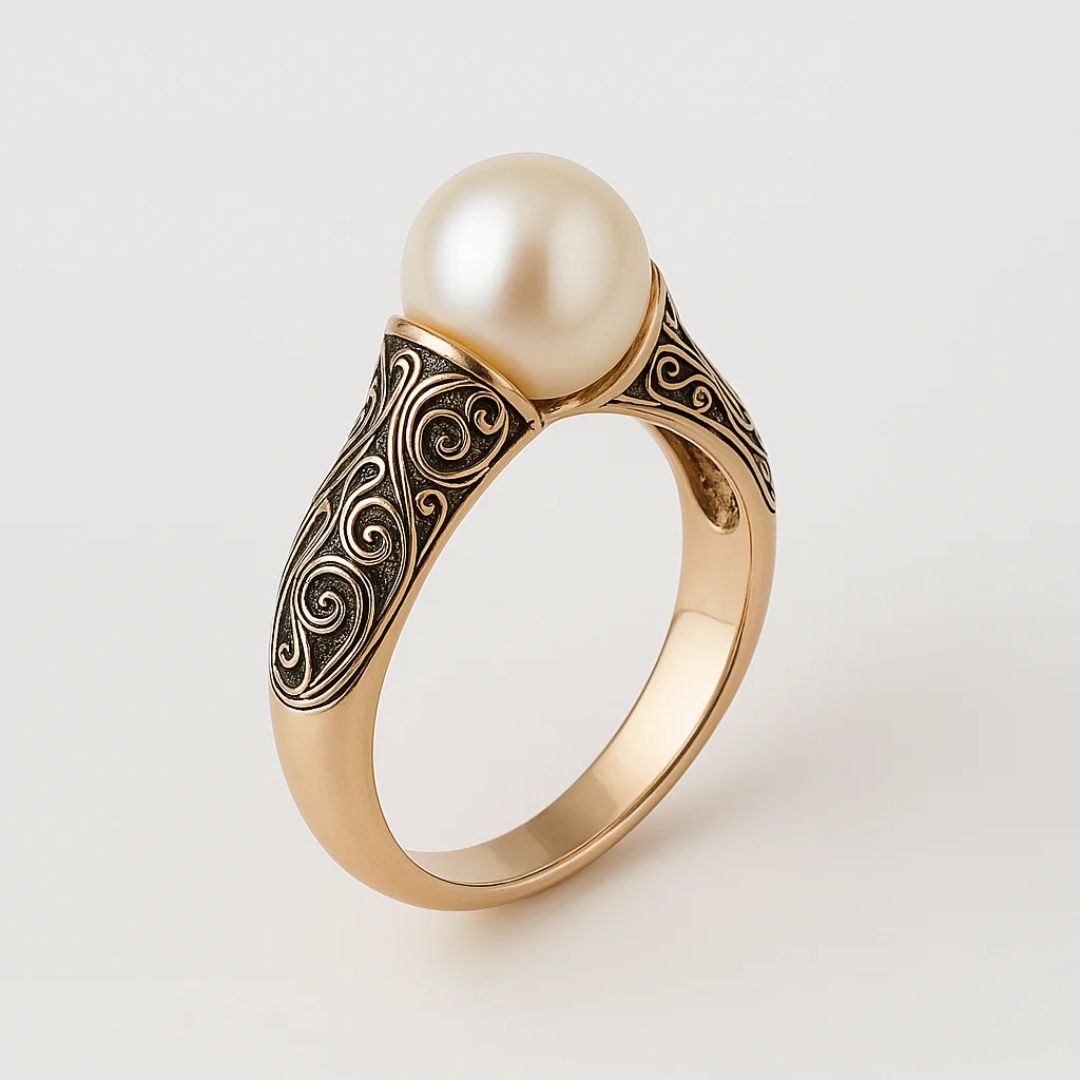 Bague en Perle Vintage Dorée
