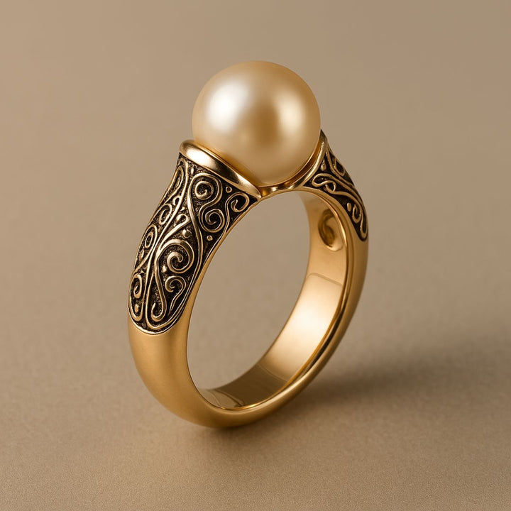 Bague Vintage en Perles Dorées