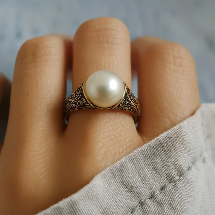 Bague Vintage en Perles Dorées