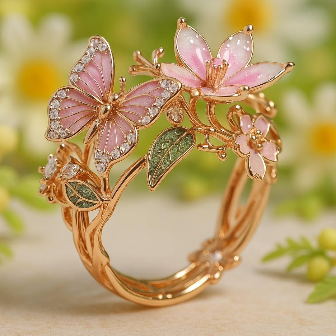 Bague en Zirconium Papillon Naturel Éclatant