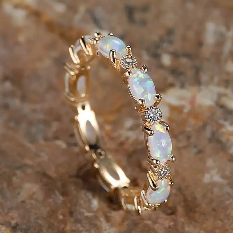 Bague Éternité Opale Vintage en Or