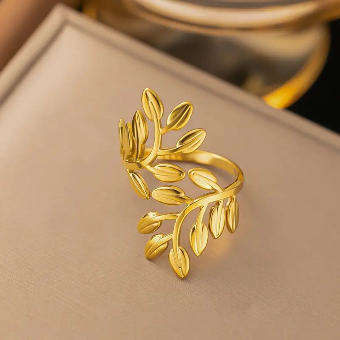 Bague en Fougère Dorée Spirale