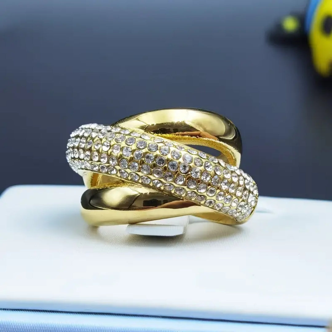 Large Bague Dorée Brillante