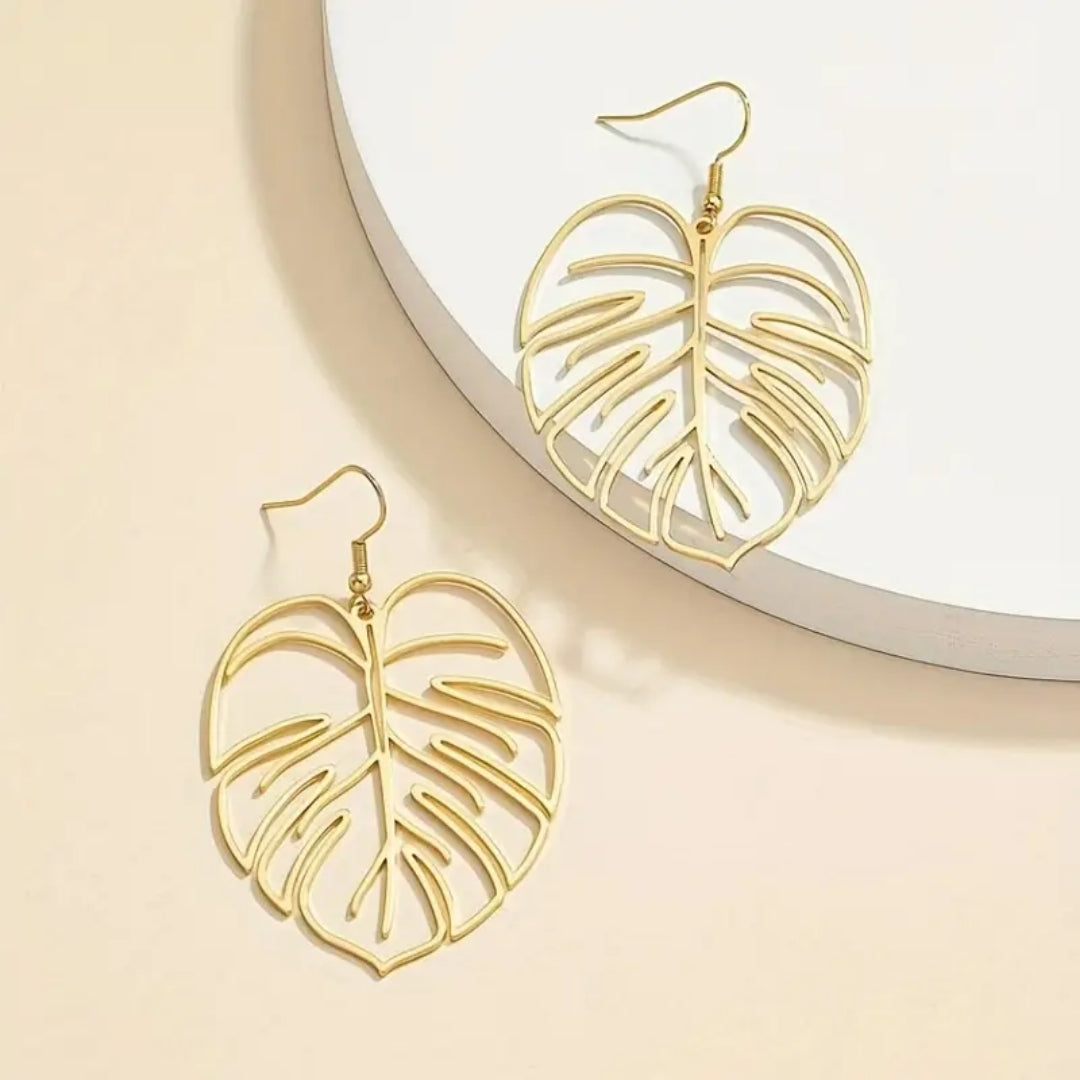 Boucles d'oreilles en or à feuilles creuses