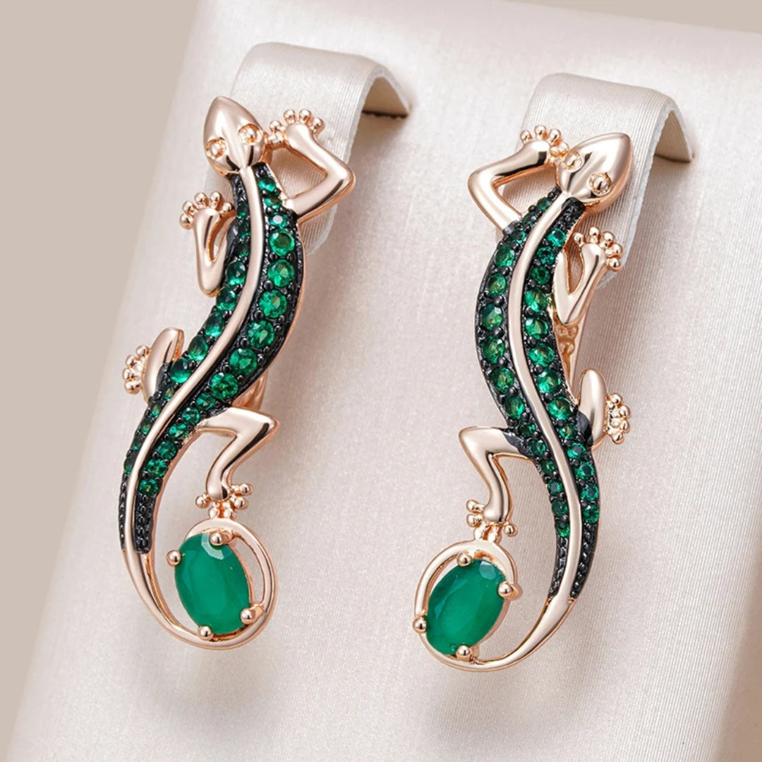 Boucles d'oreilles Lézard Vert Brillant