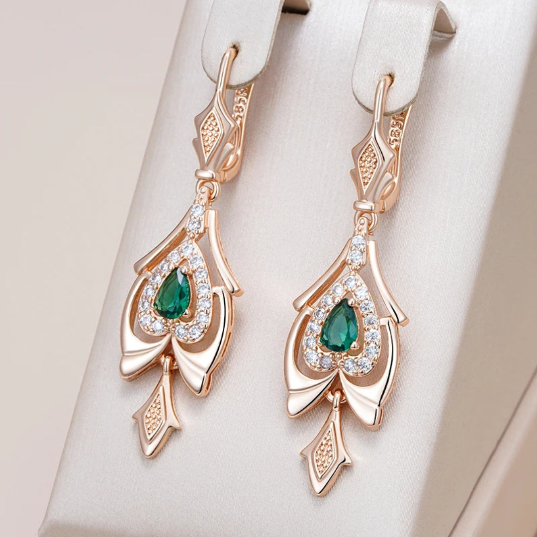 Boucles d'oreilles Élégantes en Cristal Vert Tribe