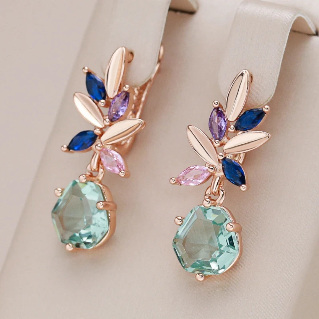 Boucles d'oreilles en cristal coloré élégant