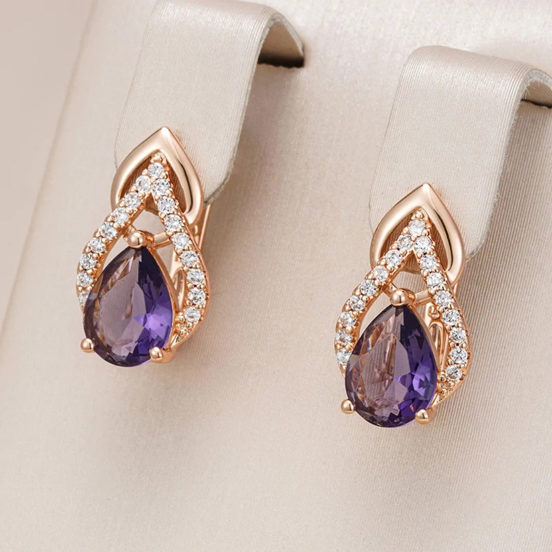 Boucles d'oreilles élégantes en cristal violet
