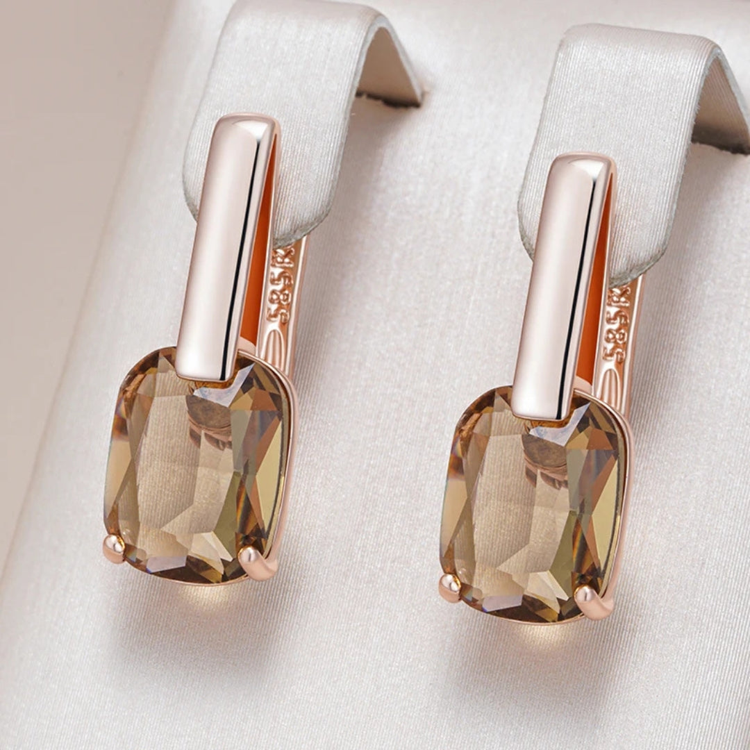 Boucles d'oreilles cubiques élégantes orange