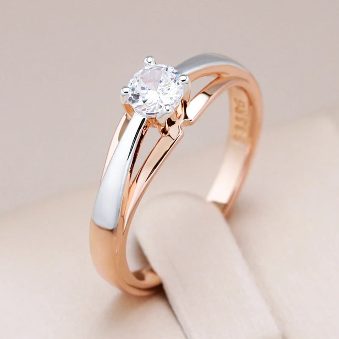Bague en Cristal Élégante en Or et Argent