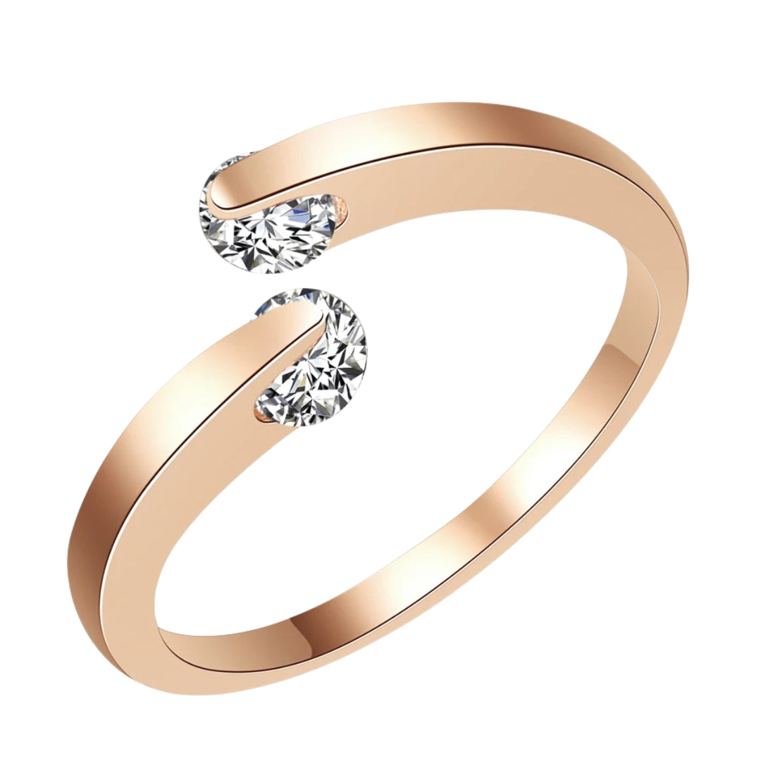 Bague en Cristal Doré Élévatrice Ajustable