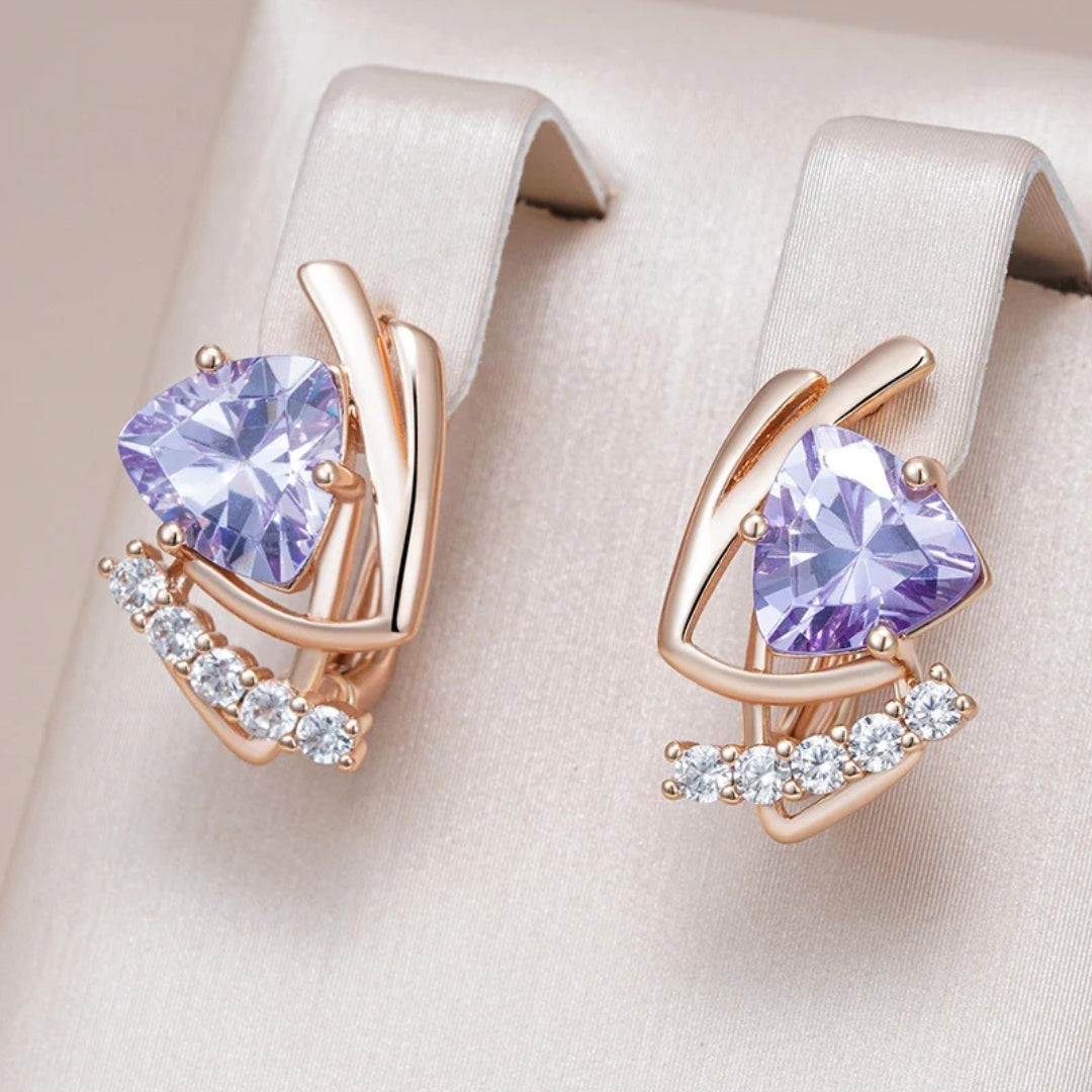Boucles d'oreilles élégantes en or brillant violet
