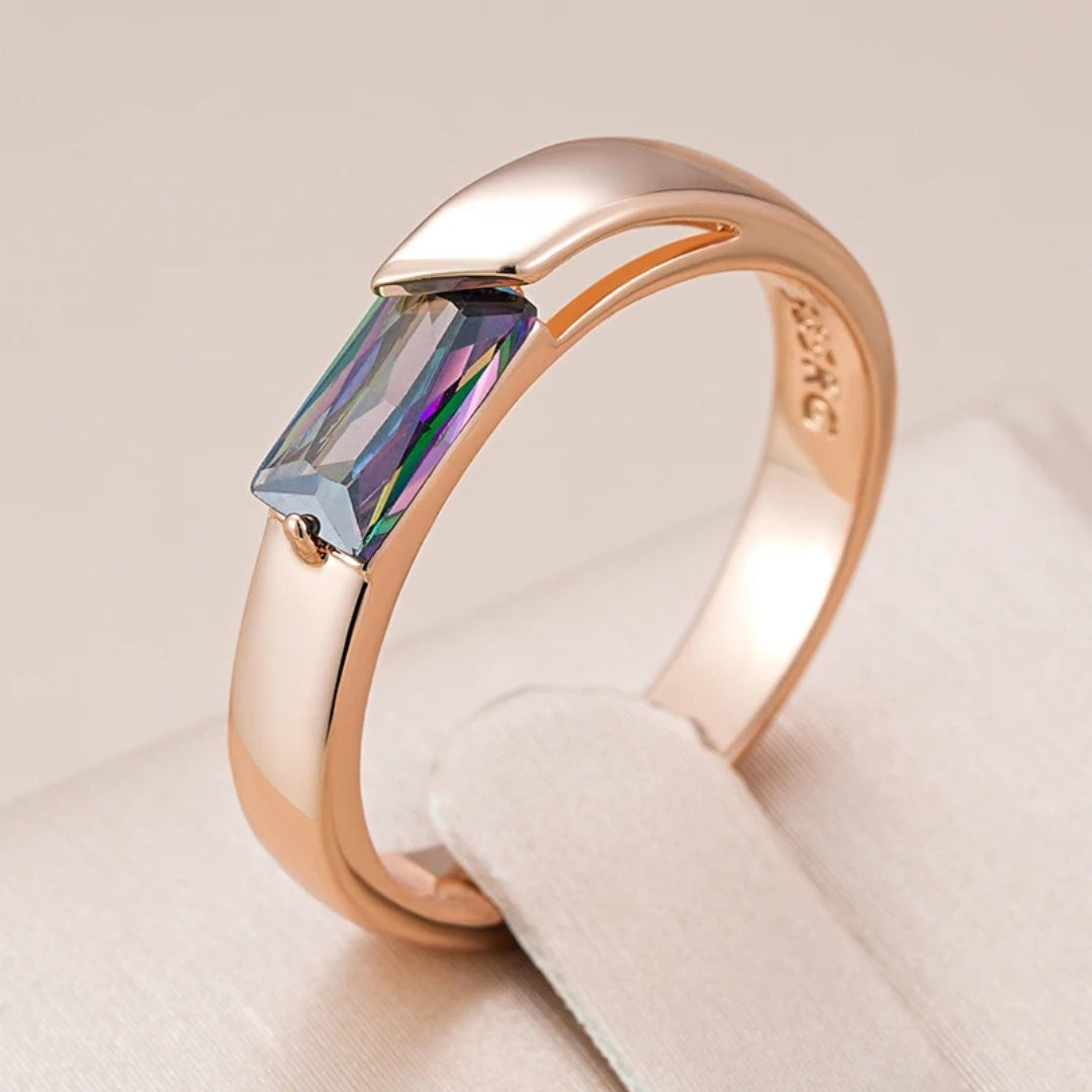 Bague en cristal coloré incrusté élégante