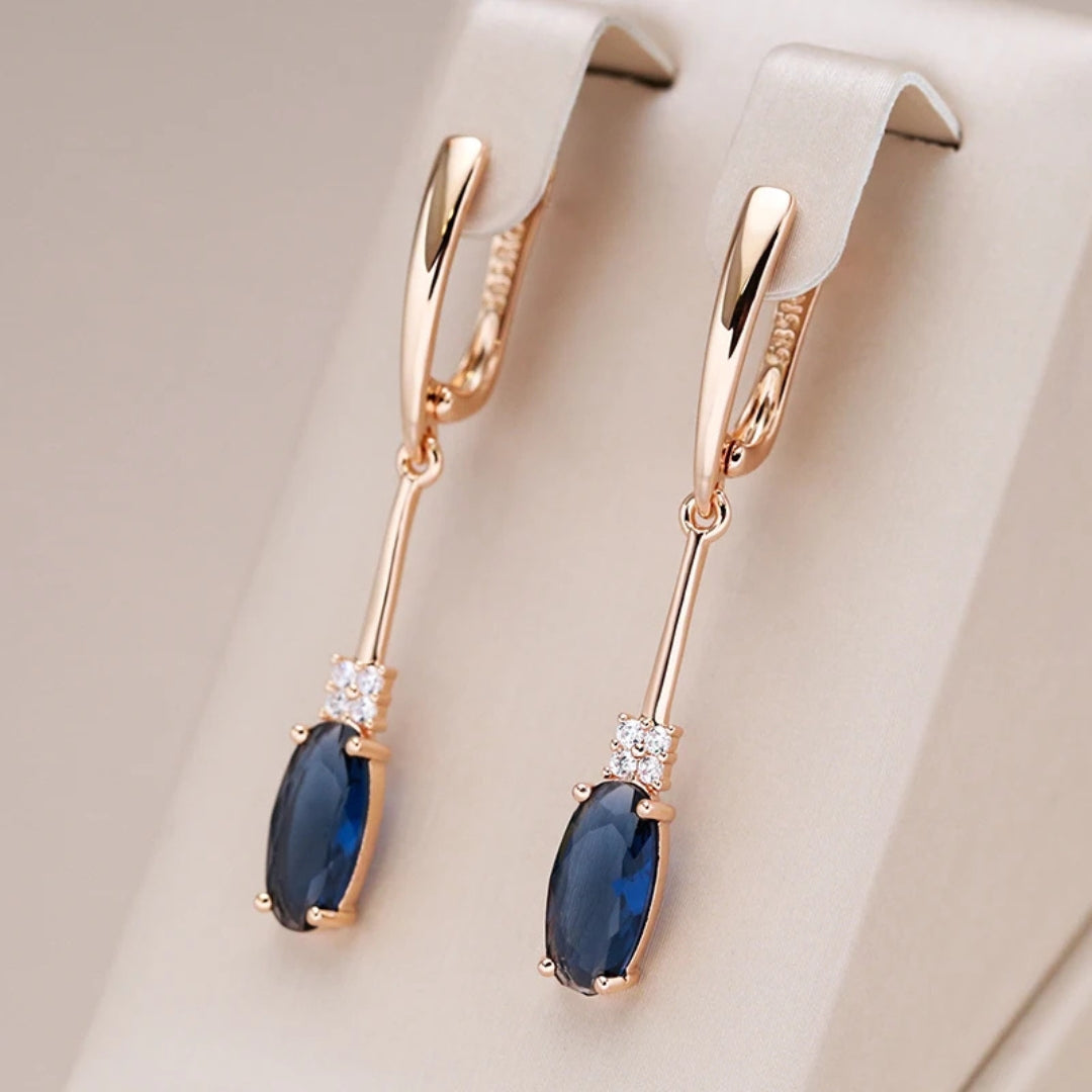 Boucles d'oreilles en cristal bleu élégant
