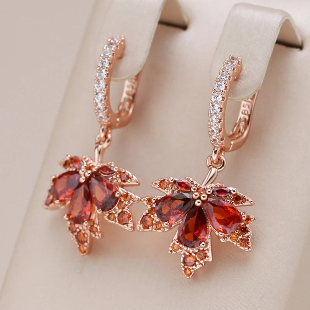 Boucles d'oreilles en cristal rouge élégant