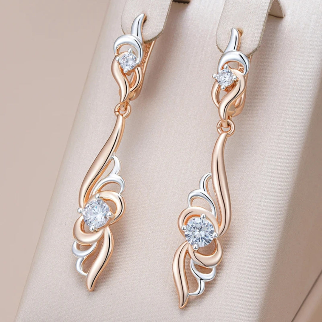 Boucles d'oreilles élégantes en argent et or