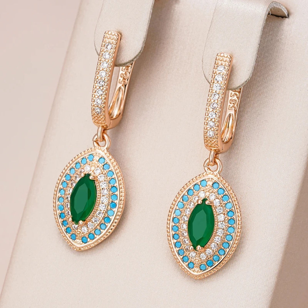 Boucles d'oreilles Mandala Élégantes Bleues et Vertes