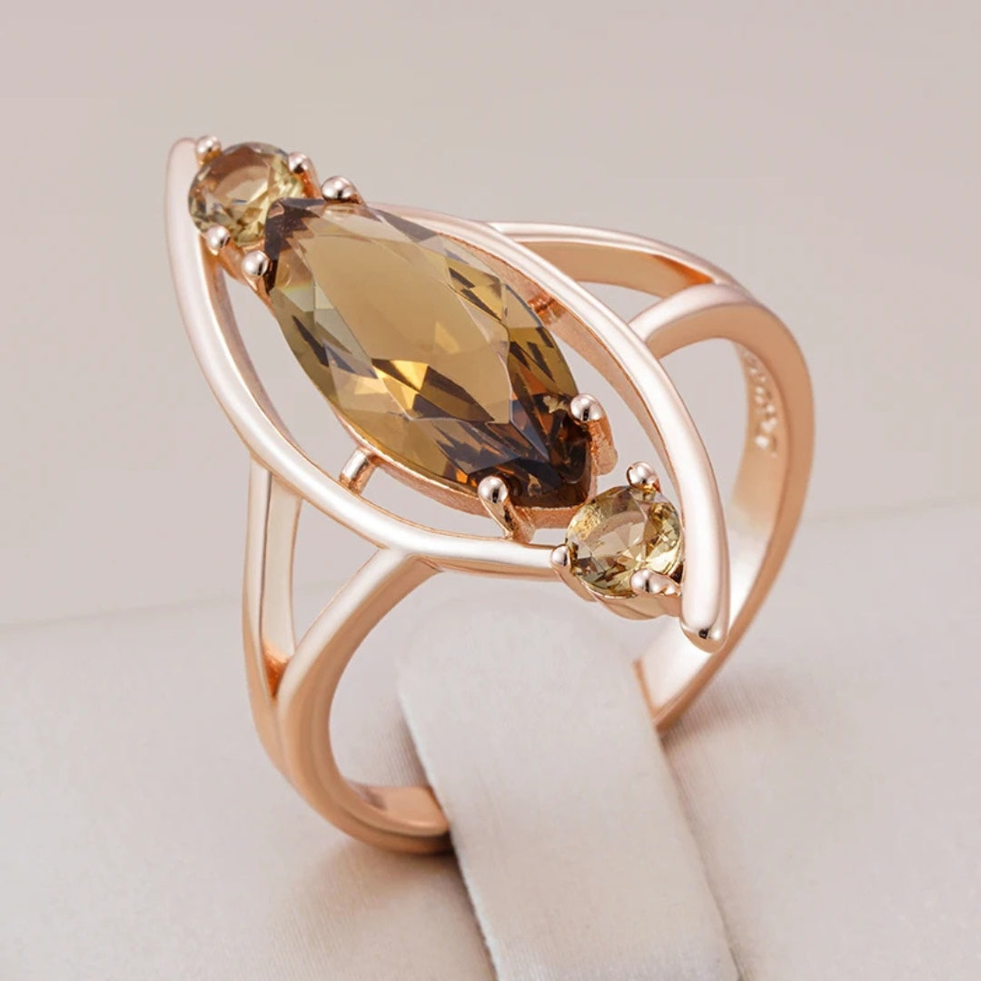 Bague en Verre Ovale Orange Élégante