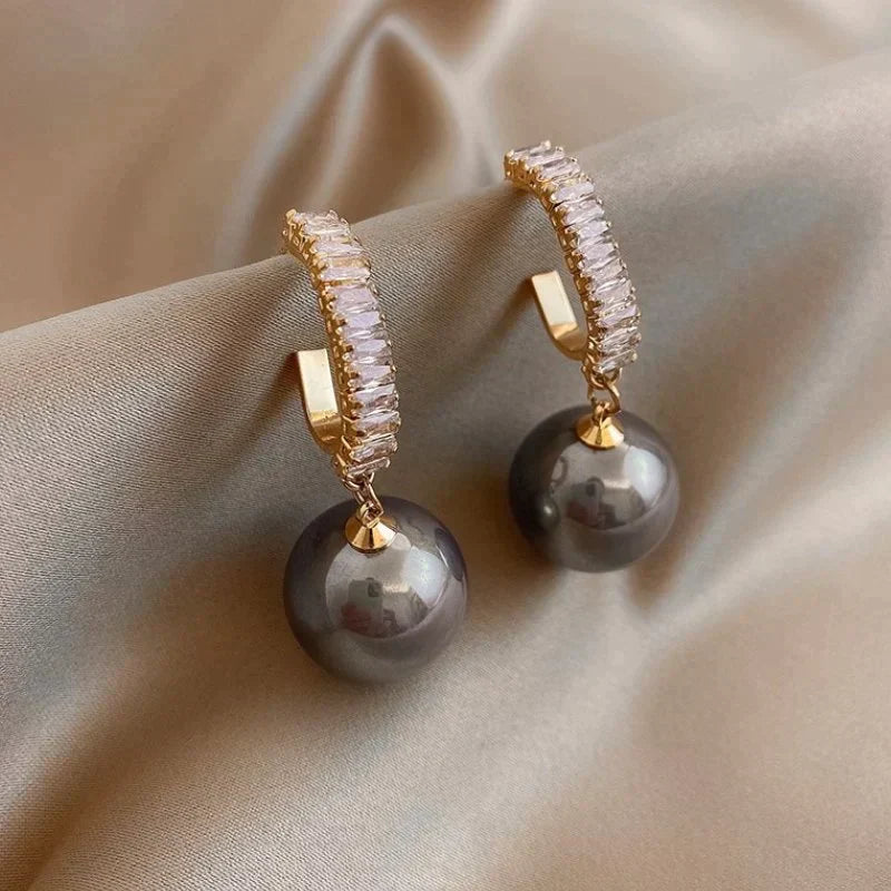 Boucles d'oreilles en perles et zirconium de luxe