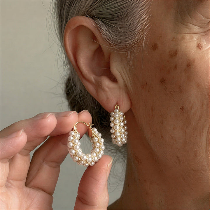 Boucles d'oreilles créoles en perles superposées