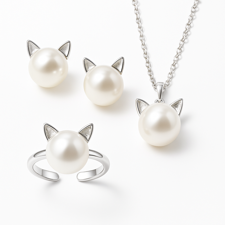 Magnifique collier en perles avec boucles d'oreilles et bague en bonus