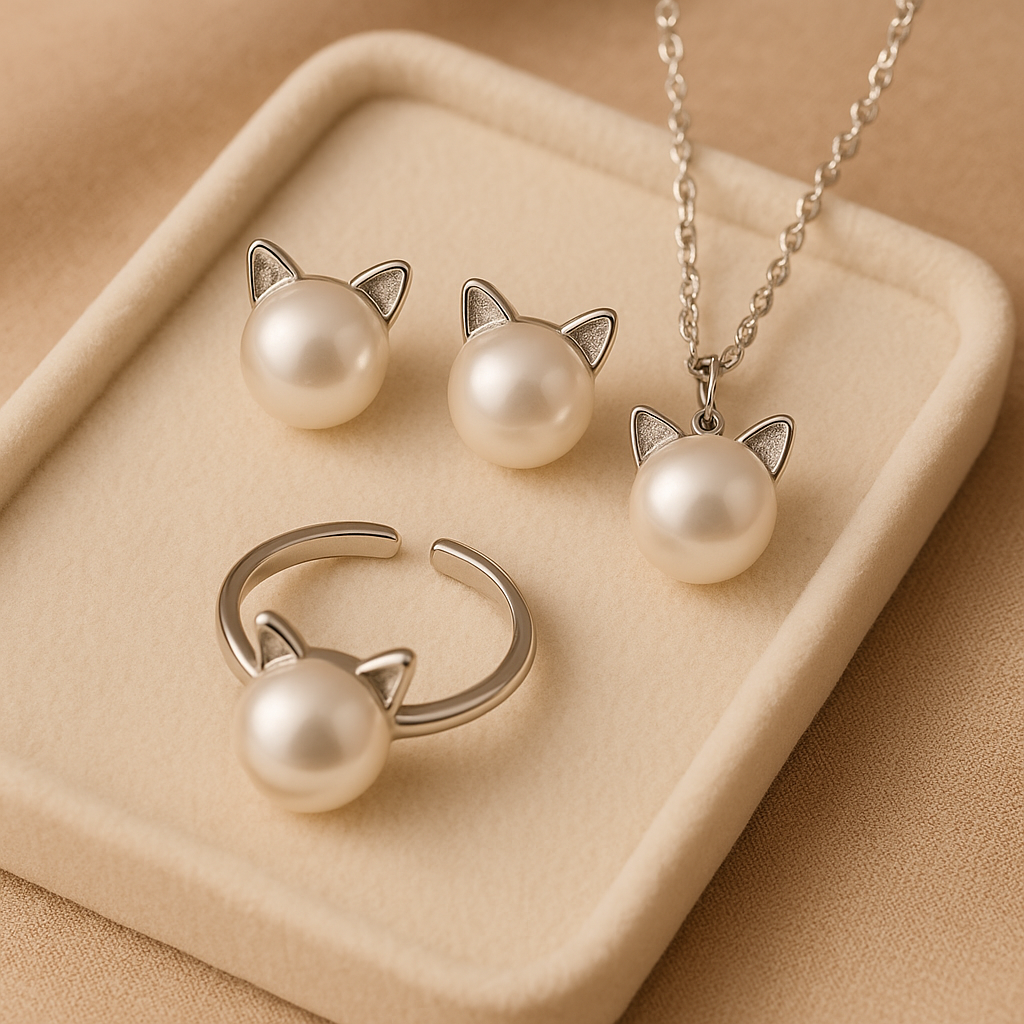 Magnifique collier en perles avec boucles d'oreilles et bague en bonus