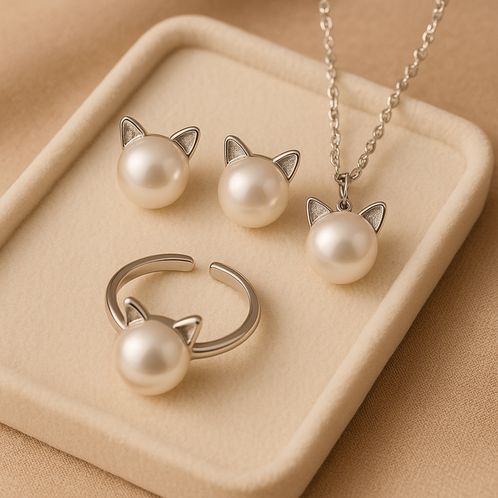 Magnifique collier en perles avec boucles d'oreilles et bague en bonus