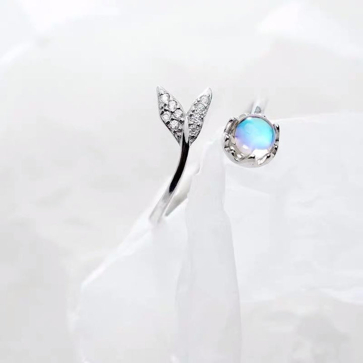 Bague Ajustable Queue de Dauphin en Argent et Zirconia Bleu
