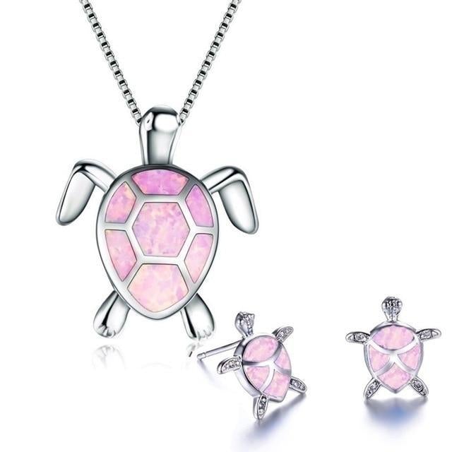 Collier et Boucles d'Oreilles en Opale et Argent