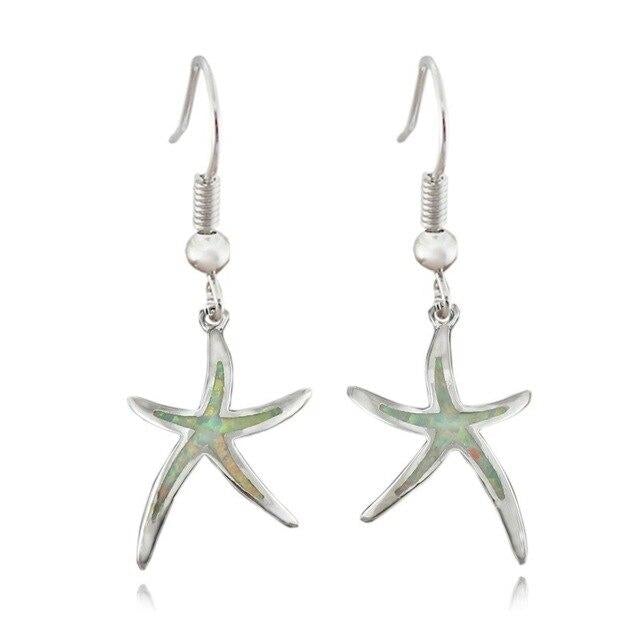 Boucles d'oreilles Étoile de Mer en Opale et Argent