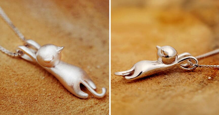 Collier de chaton espiègle en argent sterling 925