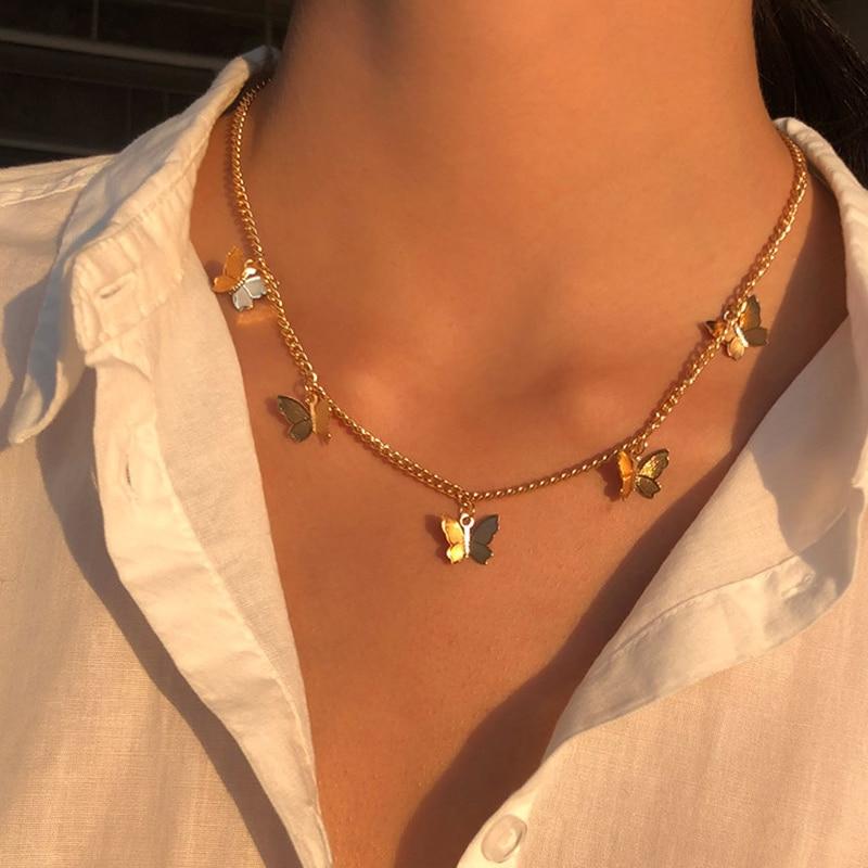 Collier en Papillon Plaqué Argent et Or