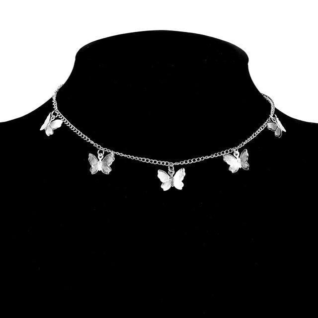 Collier en Papillon Plaqué Argent et Or