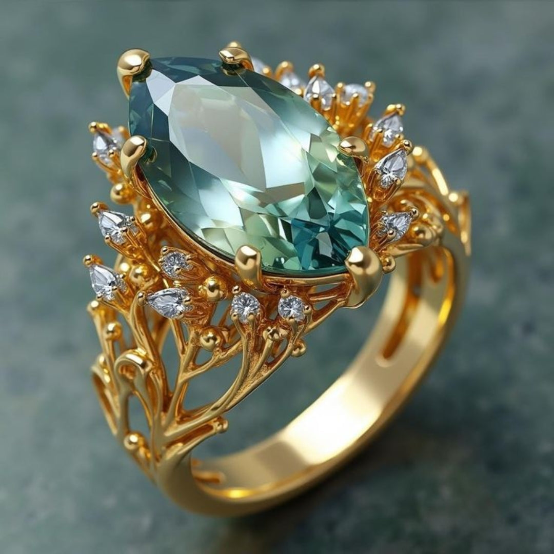 Bague Exotique Verte Ovale
