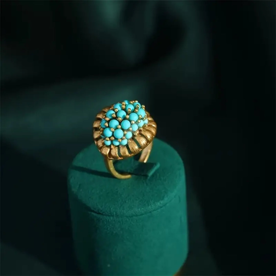 Bague en Or avec Pierres Bleues Incrustées