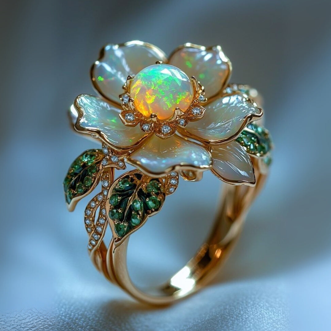 Bague en Opale Blanche Exotique