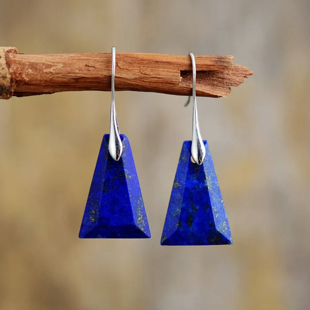 Boucles d'oreilles en pierre naturelle bleue argentées