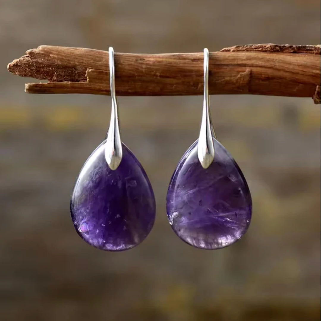 Boucles d'oreilles en pierre naturelle Violet Drop