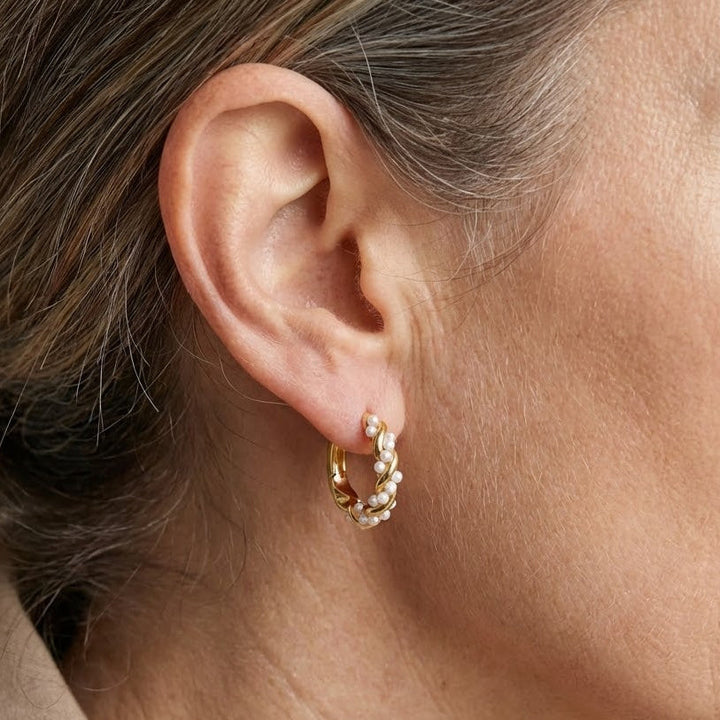 Boucles d'oreilles créoles en perles torsadées
