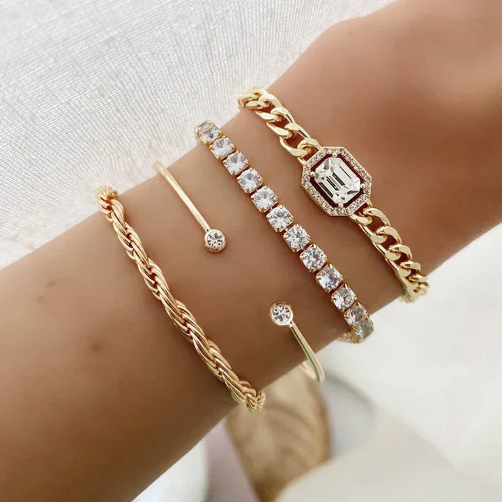 Ensemble de Bracelets Domitia Calvina | Or Blanc