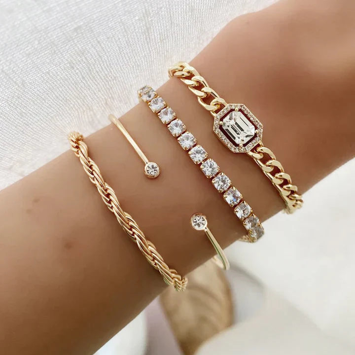 Ensemble de Bracelets Domitia Calvina | Or Blanc