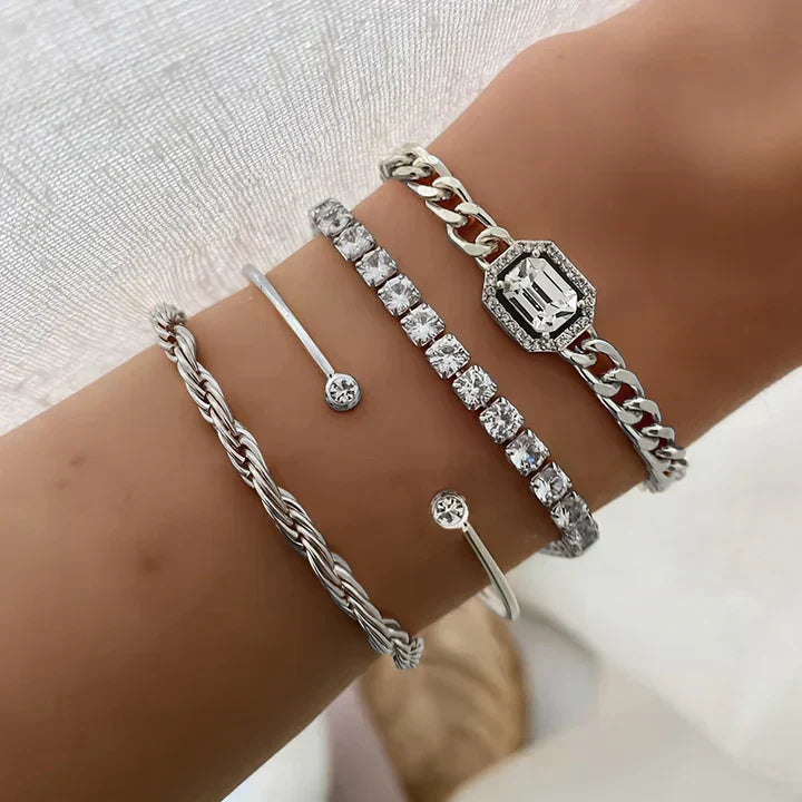 Ensemble de Bracelets Domitia Calvina | Or Blanc