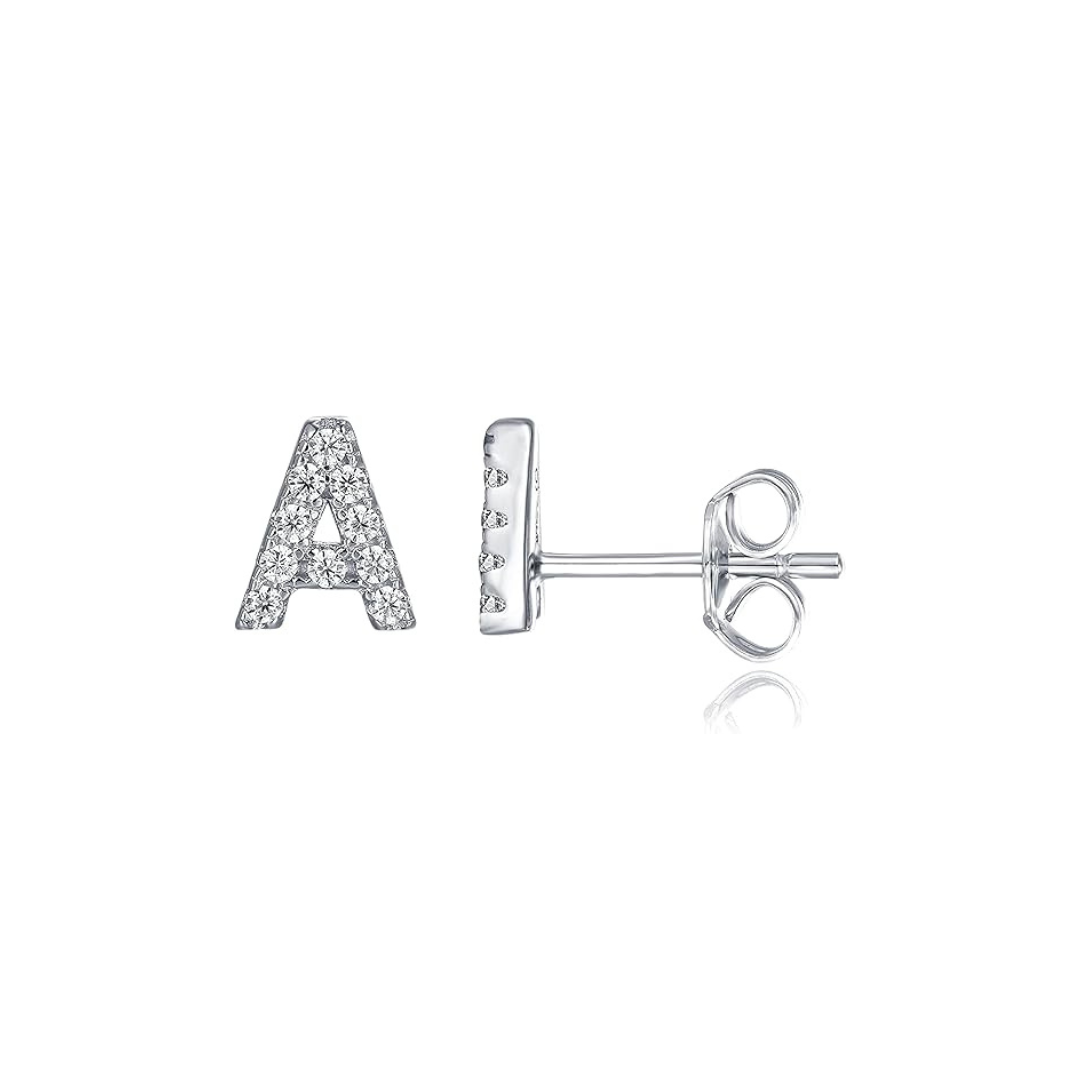 Boucle d'oreille initiale 1pc | Or blanc 16k