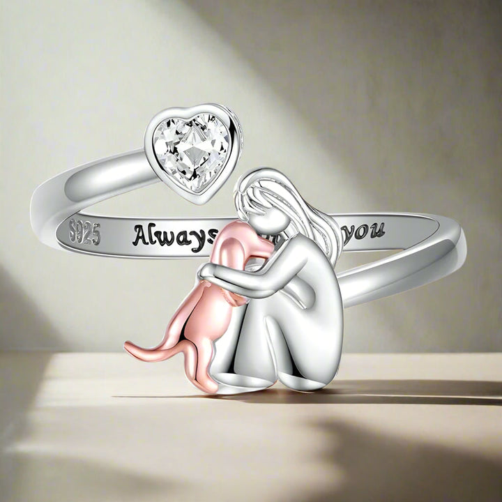 Bague Ajustable en Argent Sterling 925 – “Toujours dans Mon Cœur” avec Zirconia